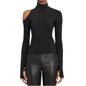 Helmut Lang Black Asymmetrical Cutout Long Sleeve Top